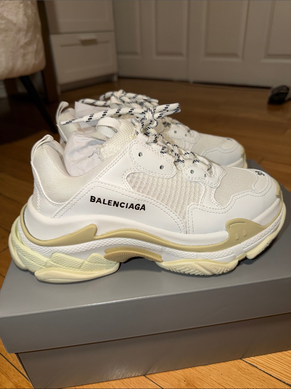 Balenciaga White Sneakers with Cream Accents